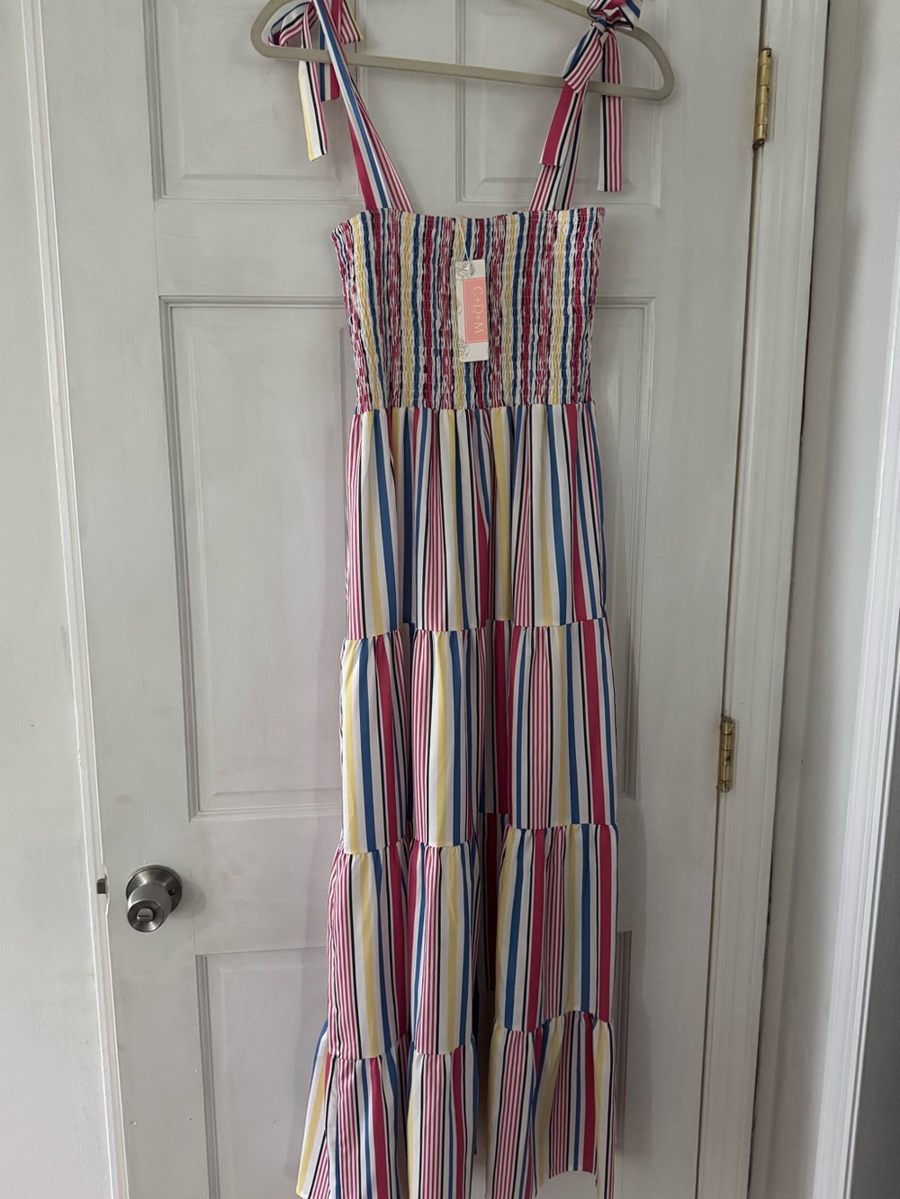 Summer Stripe Tiered Maxi Dress with Tie Straps